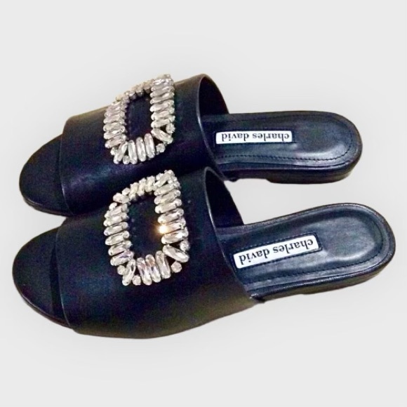 Charles David Jeweled Leather Sandals - Picture 6 of 9